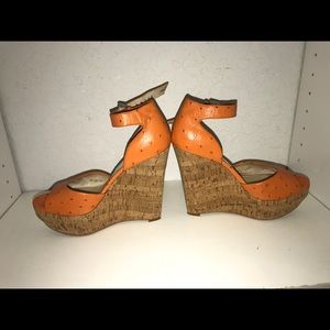 Michael Kors Orange platform wedges w/ ankle strap